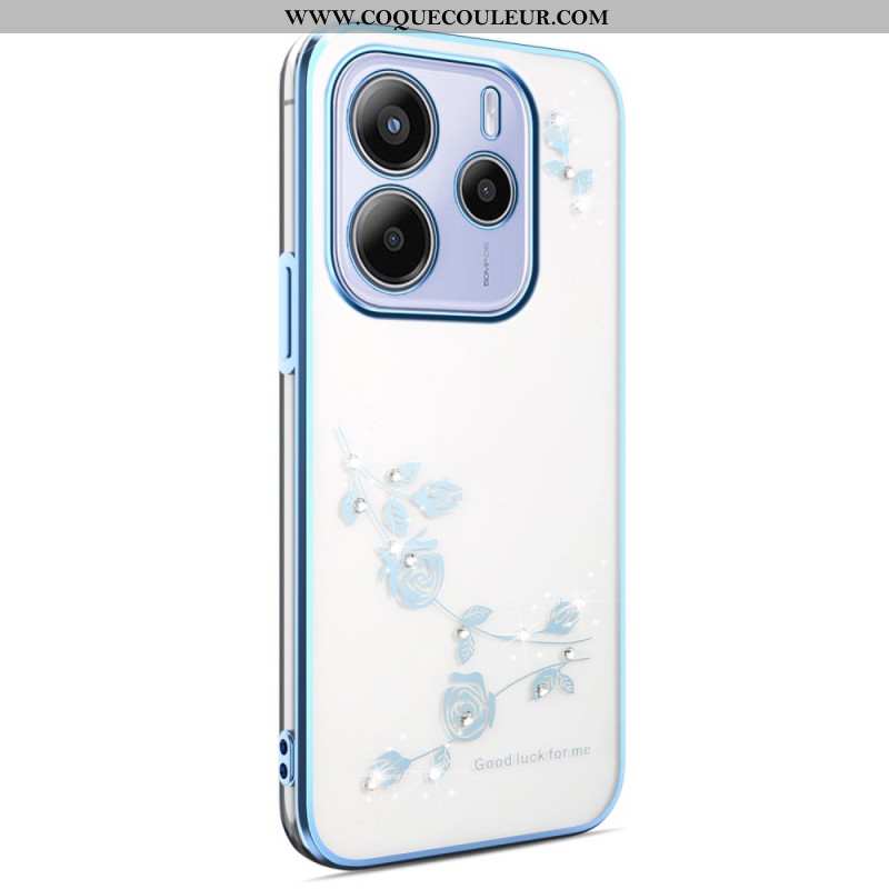 Coque Xiaomi Redmi Note 14 4G Strass et Fleurs