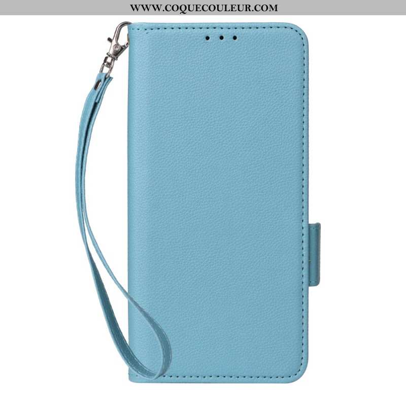 Housse Xiaomi Redmi Note 14 Texture Litchi à Lanière