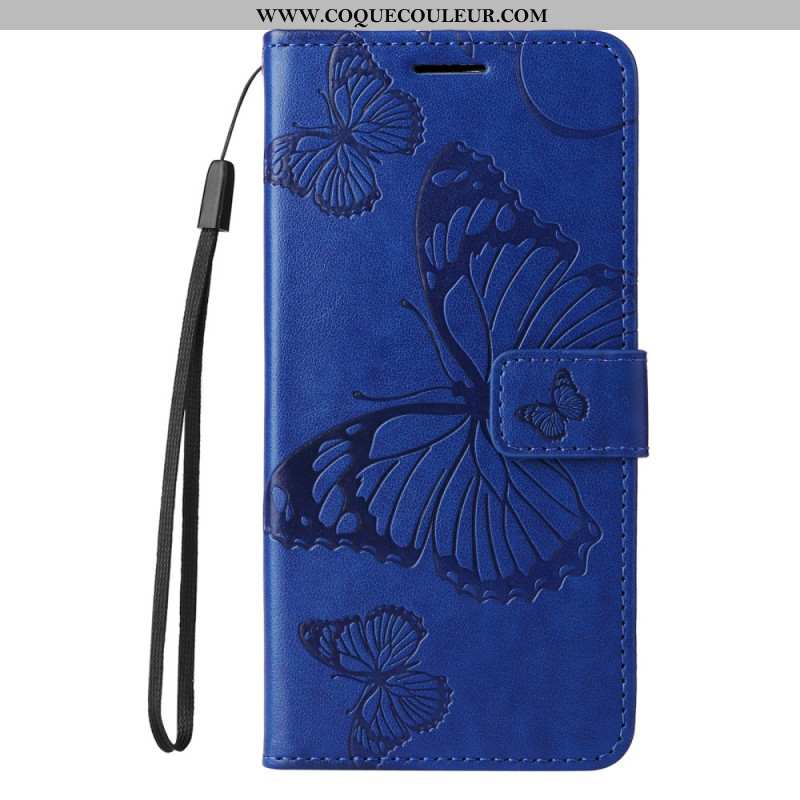 Housse Xiaomi Redmi Note 14 5G Papillons Géants à Lanière