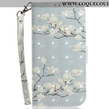 Housse Xiaomi Redmi Note 14 5G Fleurs Aquarelle à Lanière