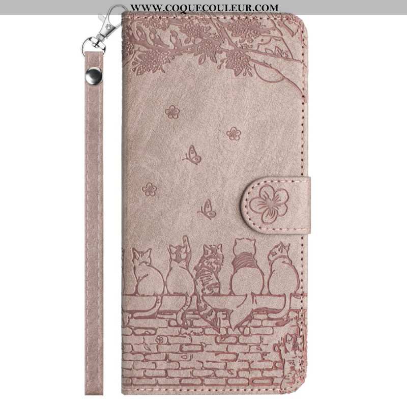 Housse Xiaomi Redmi Note 14 5G Motif Chats à Lanière