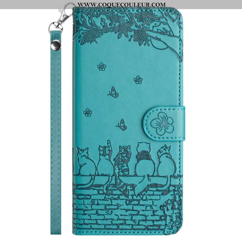 Housse Xiaomi Redmi Note 14 5G Motif Chats à Lanière