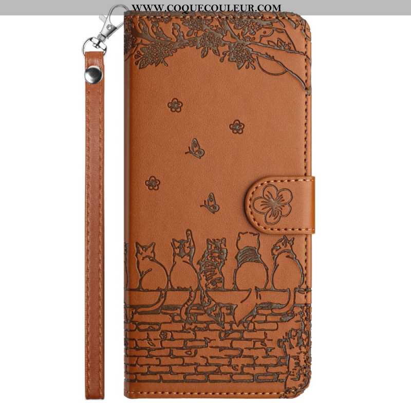 Housse Xiaomi Redmi Note 14 5G Motif Chats à Lanière