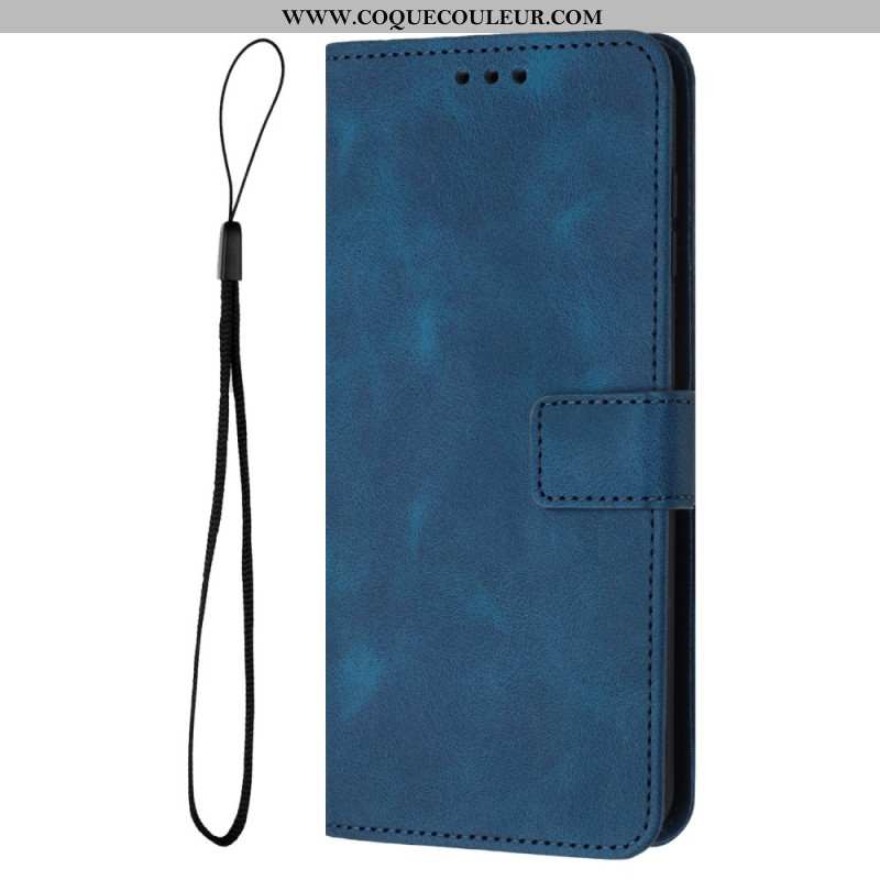 Housse Xiaomi Redmi Note 14 5G Style Daim avec Lanière