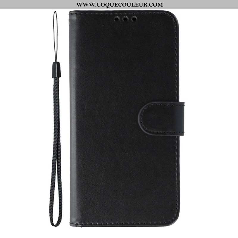 Housse Xiaomi Redmi Note 14 5G / Poco M7 Pro 5G Effet Cuir Monochrome à Lanière