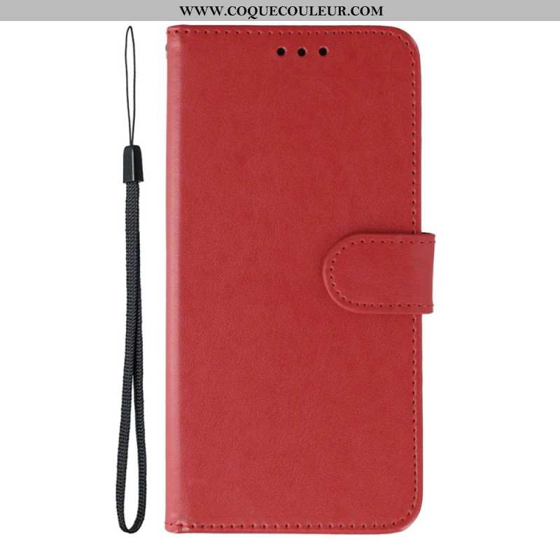 Housse Xiaomi Redmi Note 14 5G / Poco M7 Pro 5G Effet Cuir Monochrome à Lanière