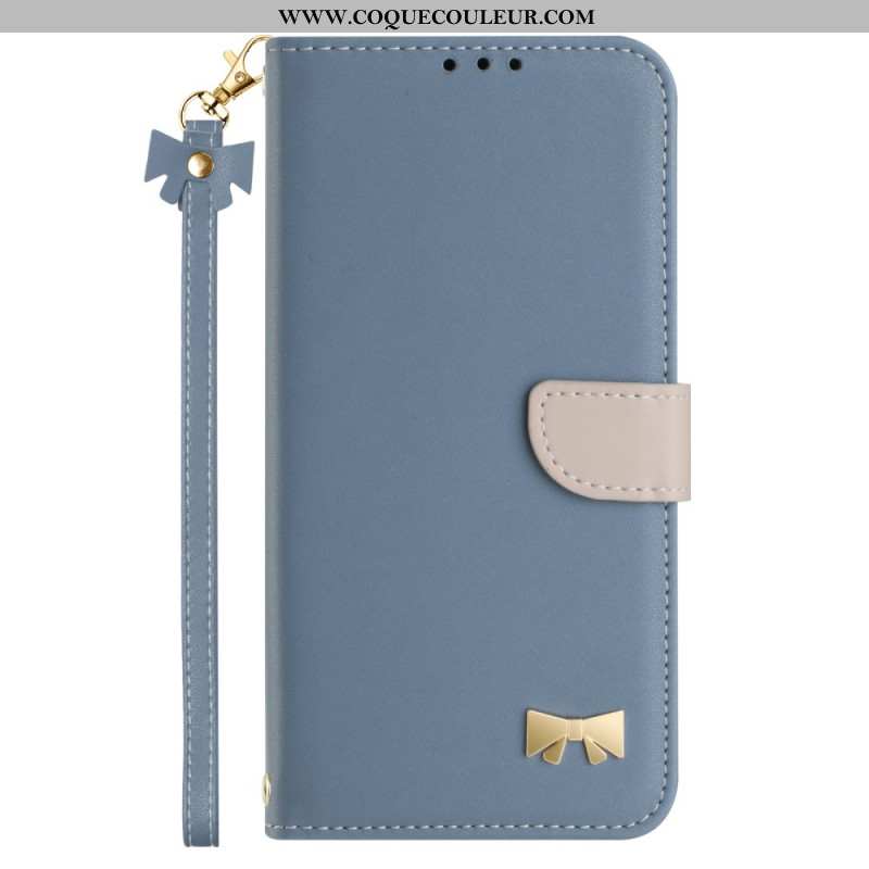 Housse Xiaomi Redmi Note 14 Pro 4G Noeud de Papillon à Lanière