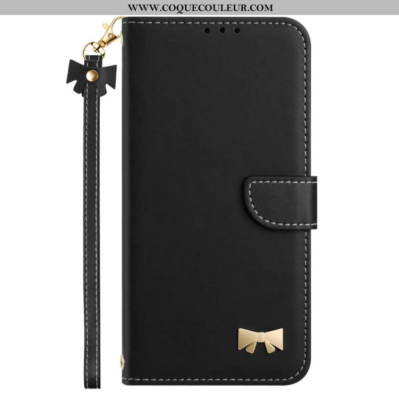 Housse Xiaomi Redmi Note 14 Pro 4G Noeud de Papillon à Lanière