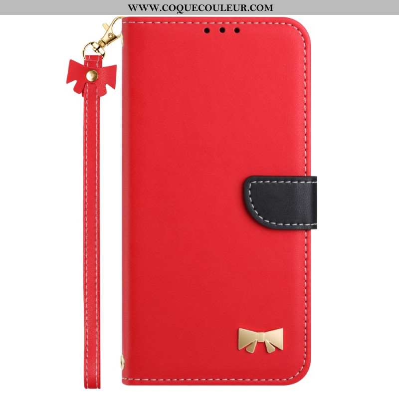 Housse Xiaomi Redmi Note 14 Pro 4G Noeud de Papillon à Lanière