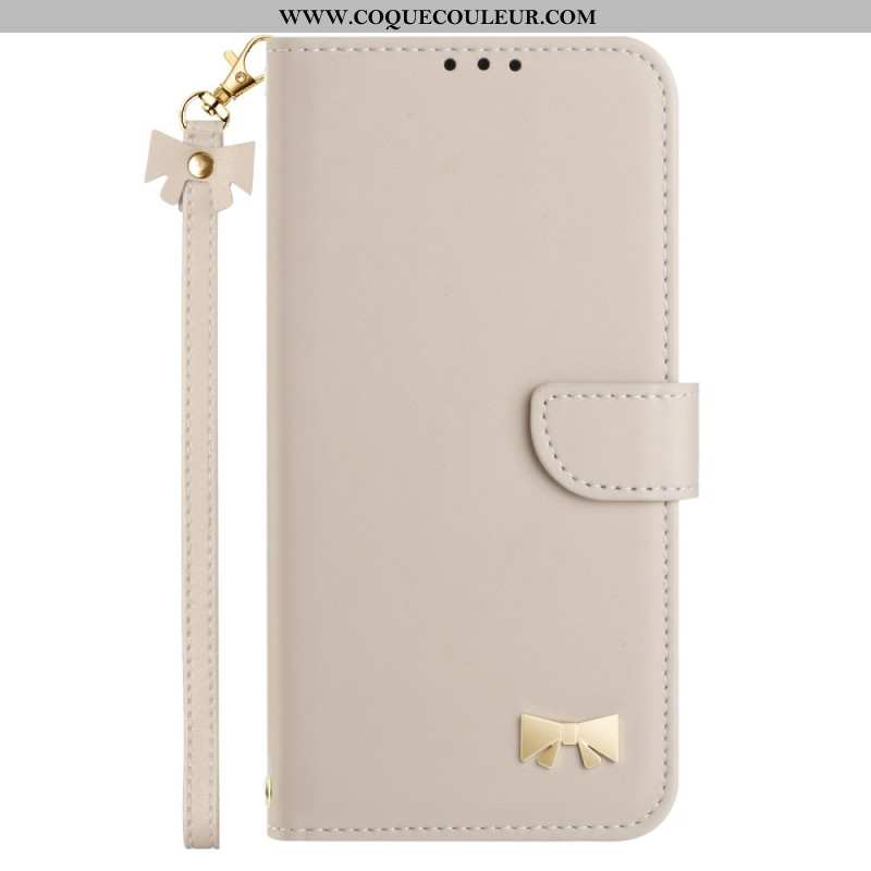 Housse Xiaomi Redmi Note 14 Pro 4G Noeud de Papillon à Lanière