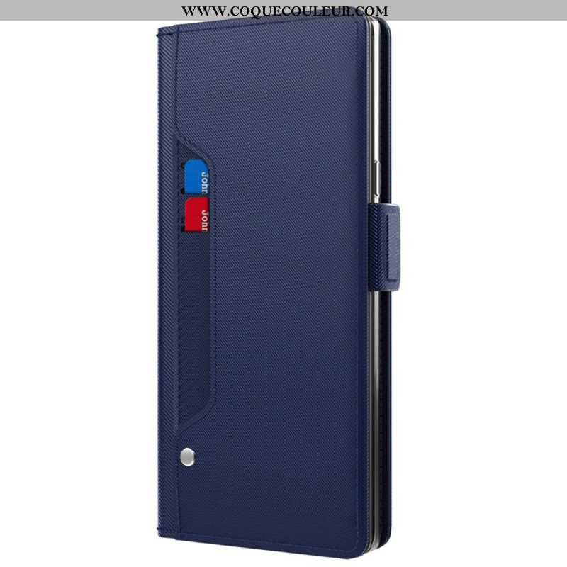 Housse Xiaomi Redmi Note 14 Pro 4G Miroir et Porte-Cartes Amovible