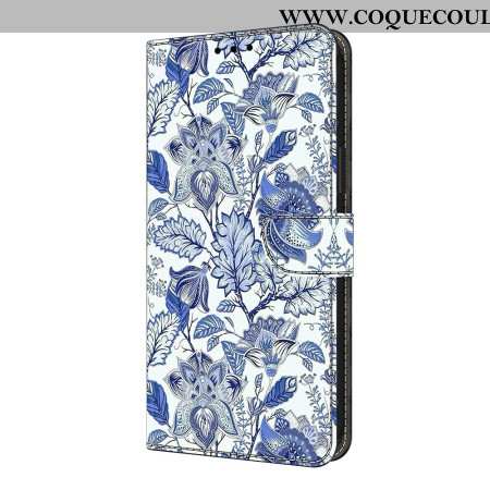 Housse Xiaomi Redmi Note 14 Pro 4G Motif Floral Bleu