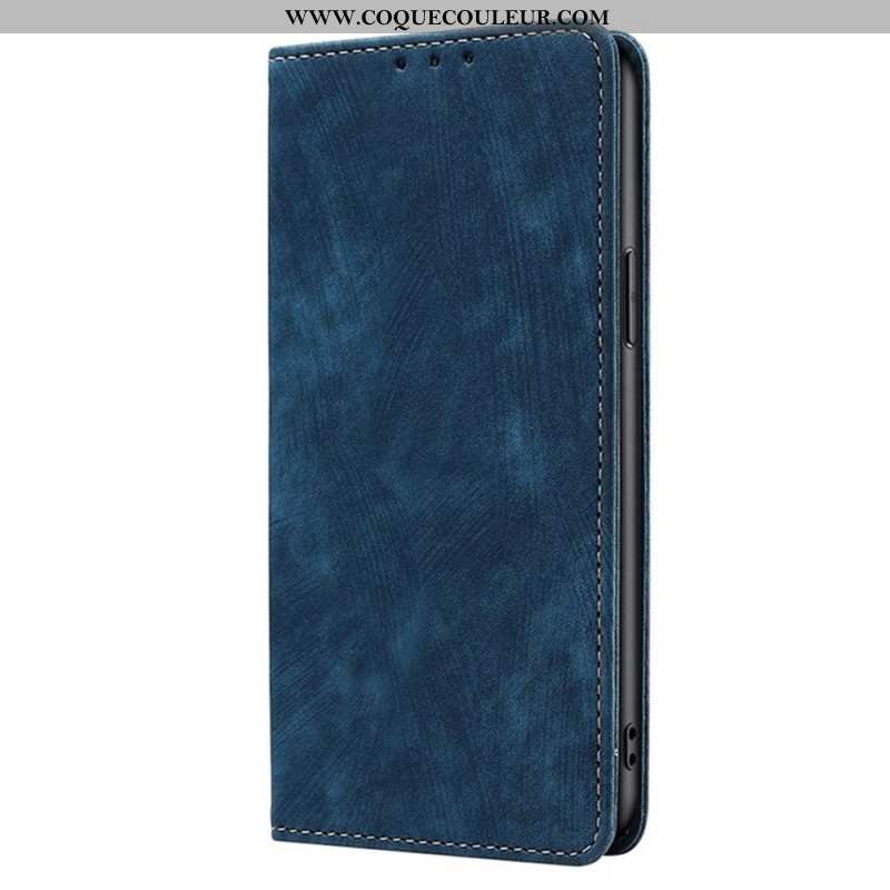 Flip Cover Xiaomi Redmi Note 14 Pro 4G Portefeuille RFID Effet Daim