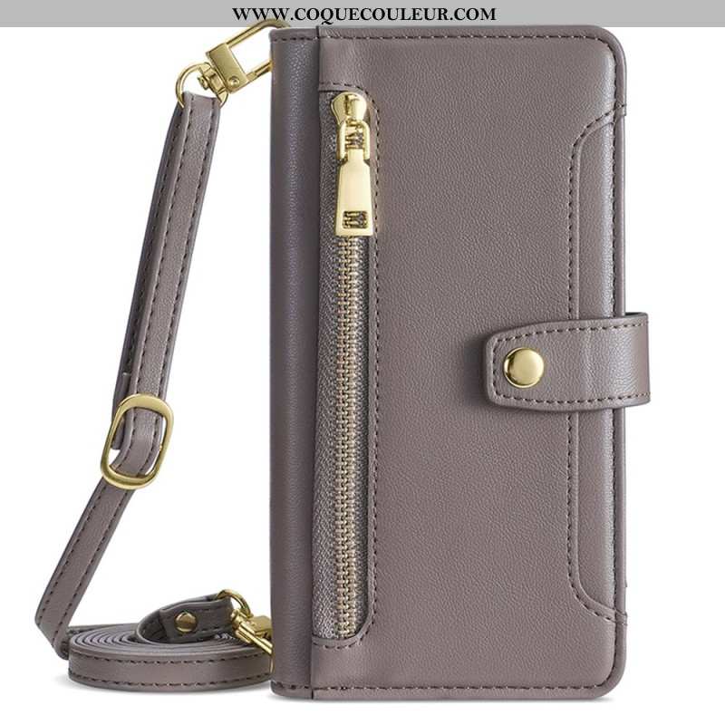 Housse Xiaomi Redmi Note 14 Pro Portefeuille à Lnaière et Bandoulière