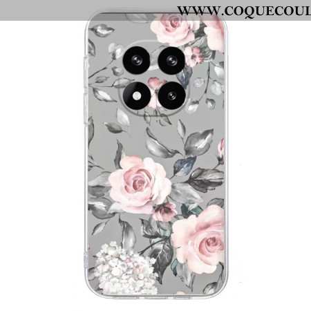 Coque Xiaomi Redmi Note 14 Pro 5G / Poco X7 Motif Floral sur Fond Gris