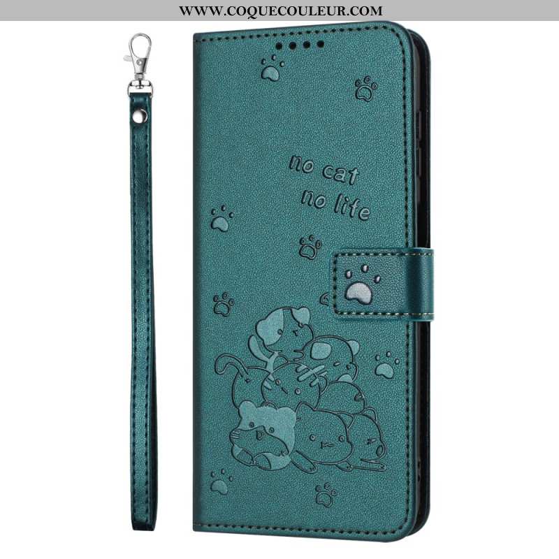 Housse Xiaomi Redmi Note 14 Pro Plus 5G / 14 Pro 5G / Poco X7 Scène de Chats avec Lanière