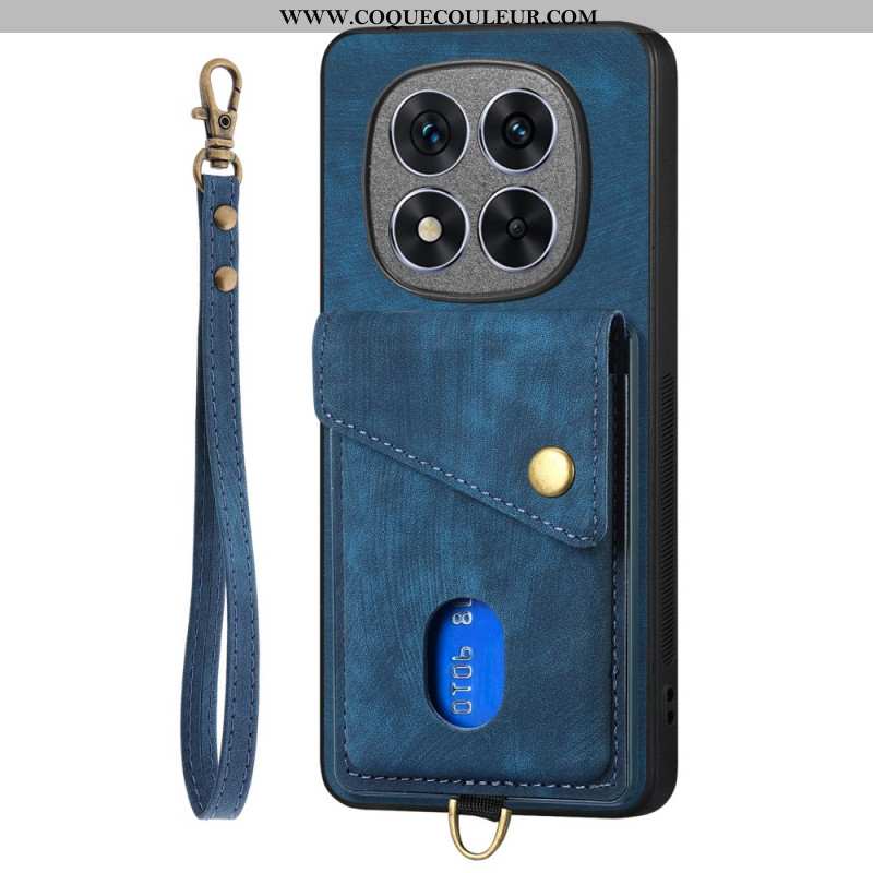 Coque Xiaomi Redmi Note 14 Pro 5G / Poco X7Effet Cuir Porte-cartes et Lanière