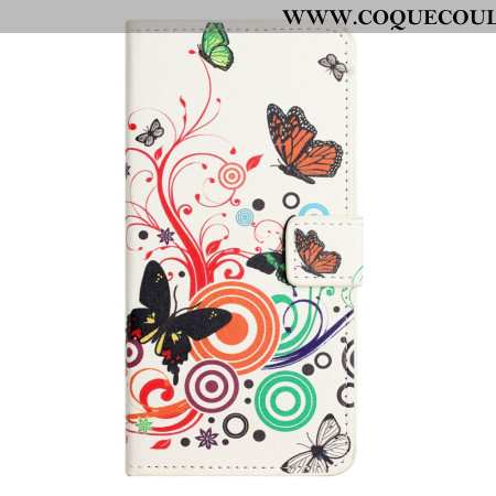 Housse Xiaomi Redmi Note 14 Pro Plus 5G / 14 Pro 5G / Poco X7 Papillons sur Fond Blanc