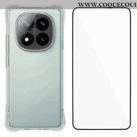 Coque Xiaomi Redmi Note 14 Pro Plus 5G Transparente Renforcée avec Protecteur Écran en Verre Trempé