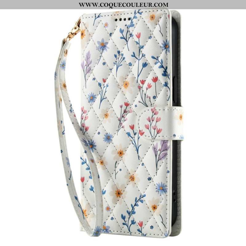 Housse Xiaomi Redmi Note 15 5G / 4G / Poco M8 5G Fleurettes à Lanière