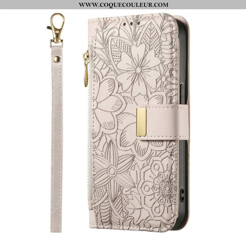 Housse Xiaomi Redmi Note 15 Pro Plus 5G / Poco M8 Pro 5G Motif Floral et Pochette Zippée