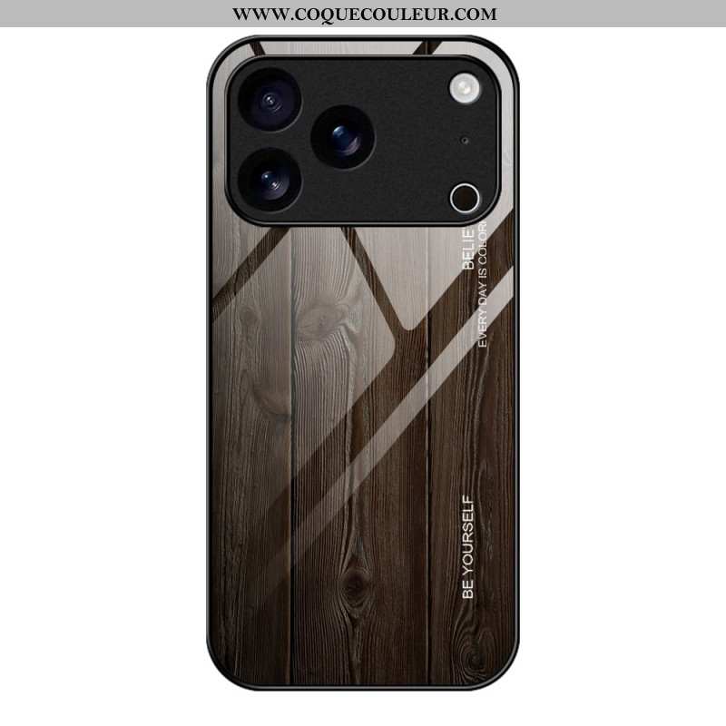 Coque iPhone 17 Pro Max Verre Trempé Effet Bois