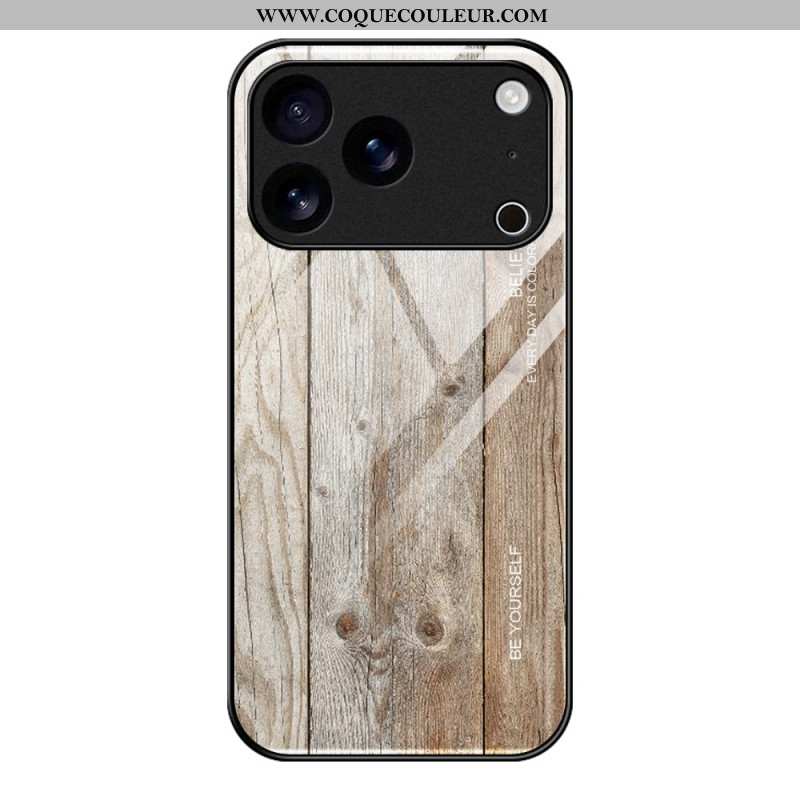 Coque iPhone 17 Pro Max Verre Trempé Effet Bois