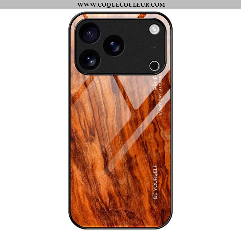 Coque iPhone 17 Pro Max Verre Trempé Effet Bois