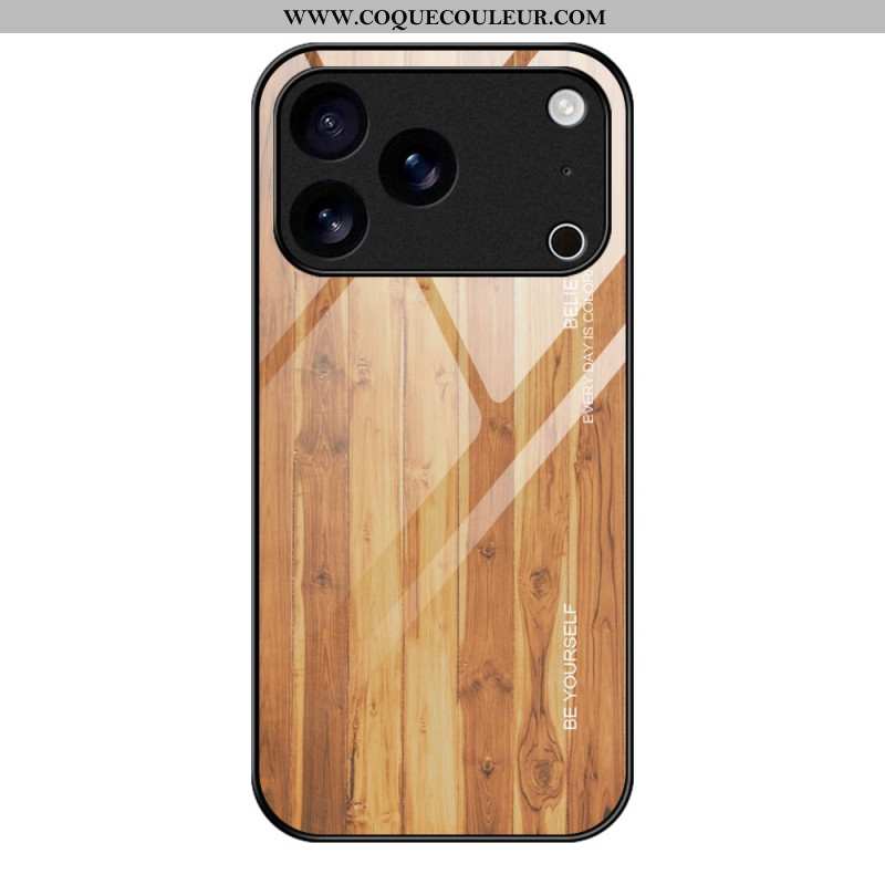Coque iPhone 17 Pro Max Verre Trempé Effet Bois