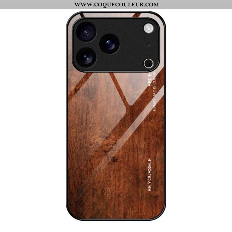 Coque iPhone 17 Pro Max Verre Trempé Effet Bois
