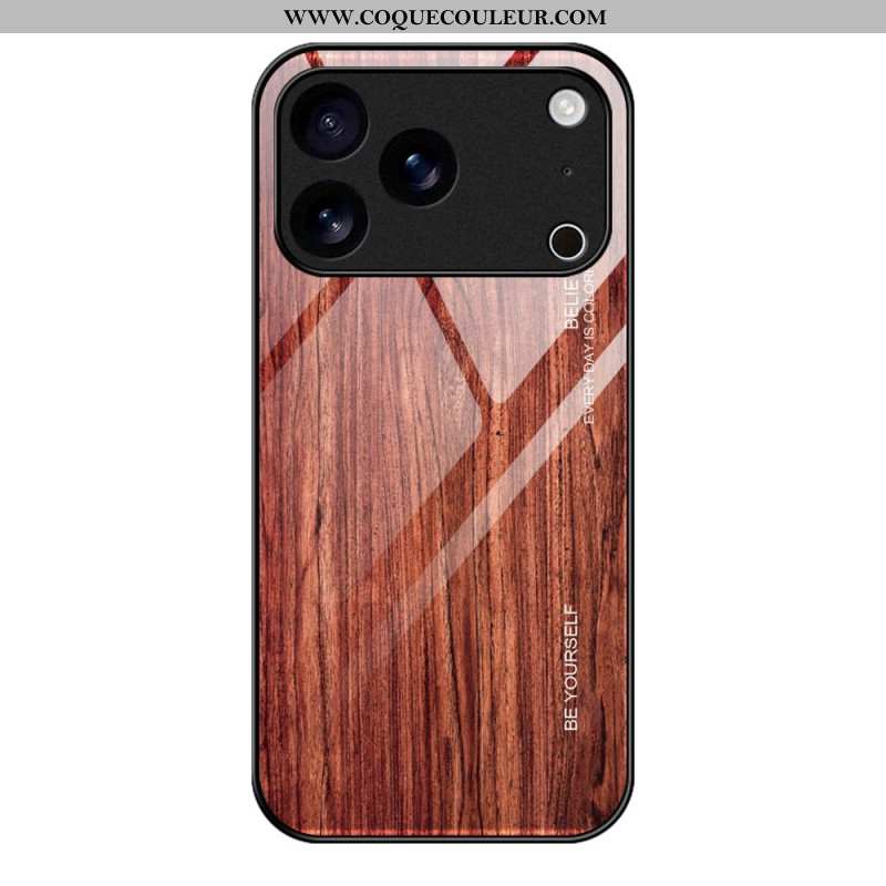 Coque iPhone 17 Pro Max Verre Trempé Effet Bois