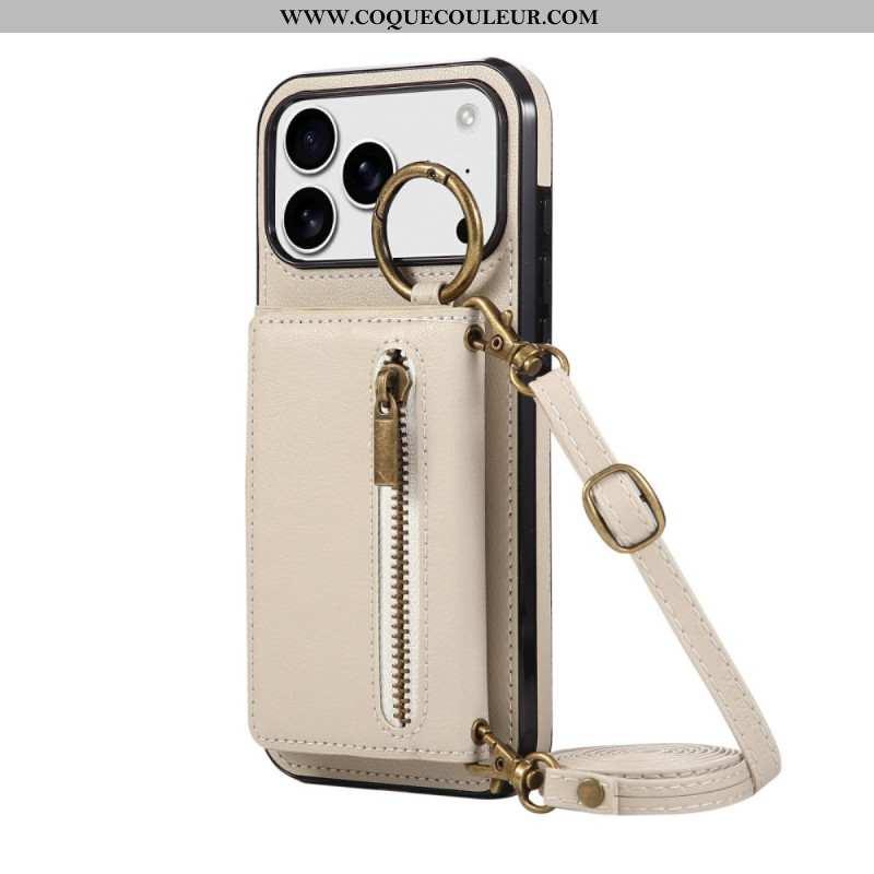 Coque iPhone 17 Pro Max Portefeuille et Bandoulière