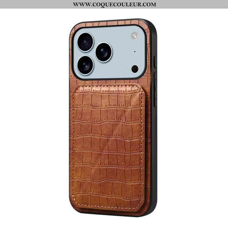 Coque iPhone 17 Pro Max Porte-Cartes Effet Crocodile