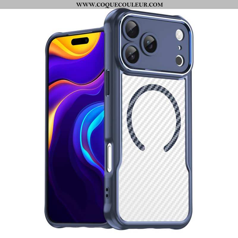 Coque iPhone 17 Pro Max Compatible MagSafe Fibre Carbone Translucide