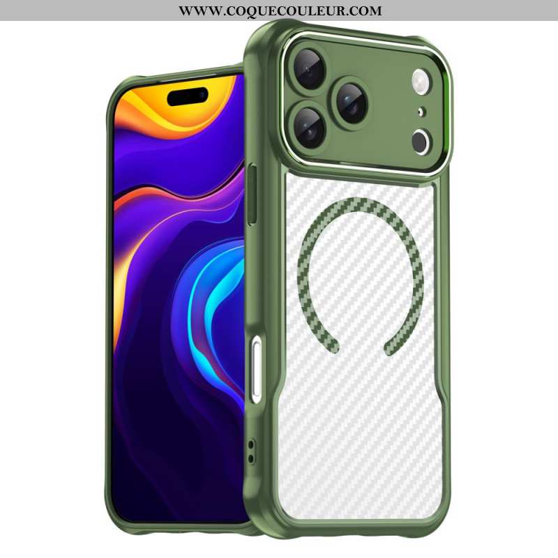 Coque iPhone 17 Pro Max Compatible MagSafe Fibre Carbone Translucide