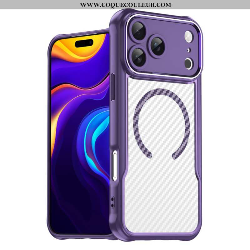 Coque iPhone 17 Pro Max Compatible MagSafe Fibre Carbone Translucide