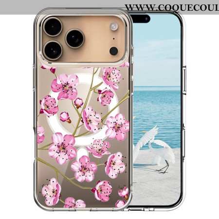 Coque iPhone 17 Pro Max Compatible MagSafe Fleurs Roses