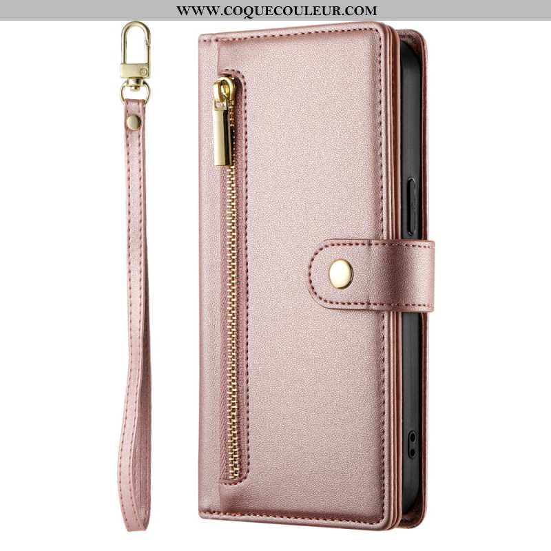 Housse iPhone 17 Pro Max Portefeuille avec Poche Zippée