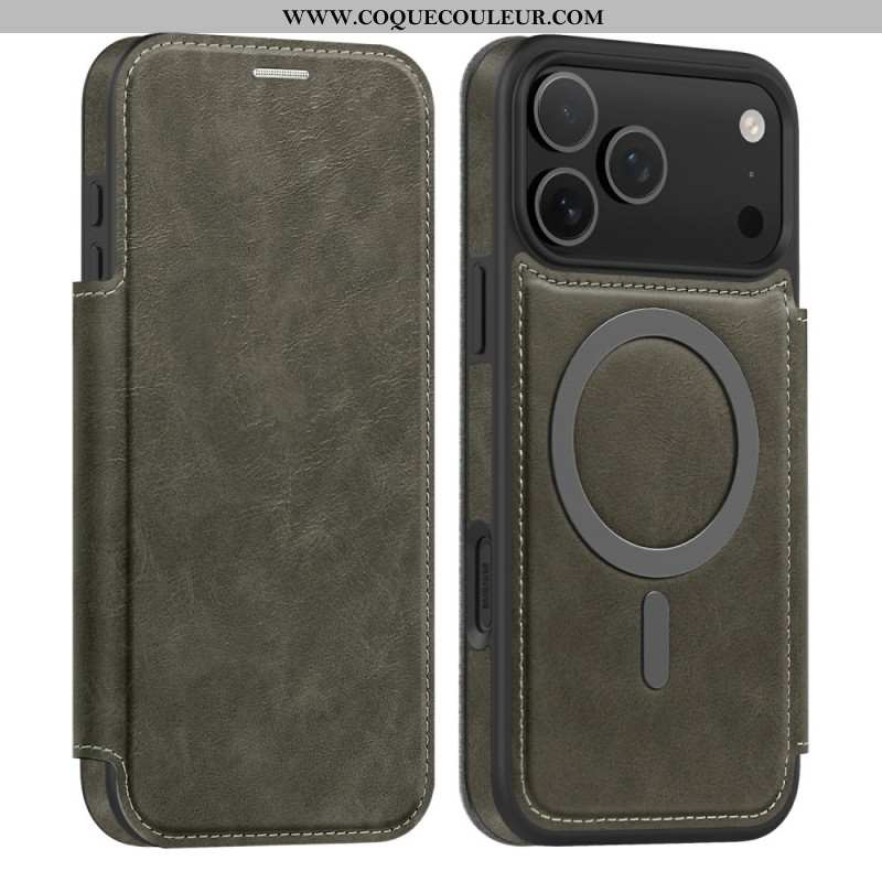 Flip Cover iPhone 17 Pro Max Compatible MagSafe avec Porte-Cartes RFID