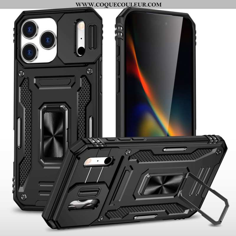 Coque iPhone 17 Pro Max Support et Protection d'Objectif Effet Métal
