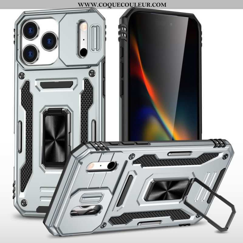 Coque iPhone 17 Pro Max Support et Protection d'Objectif Effet Métal