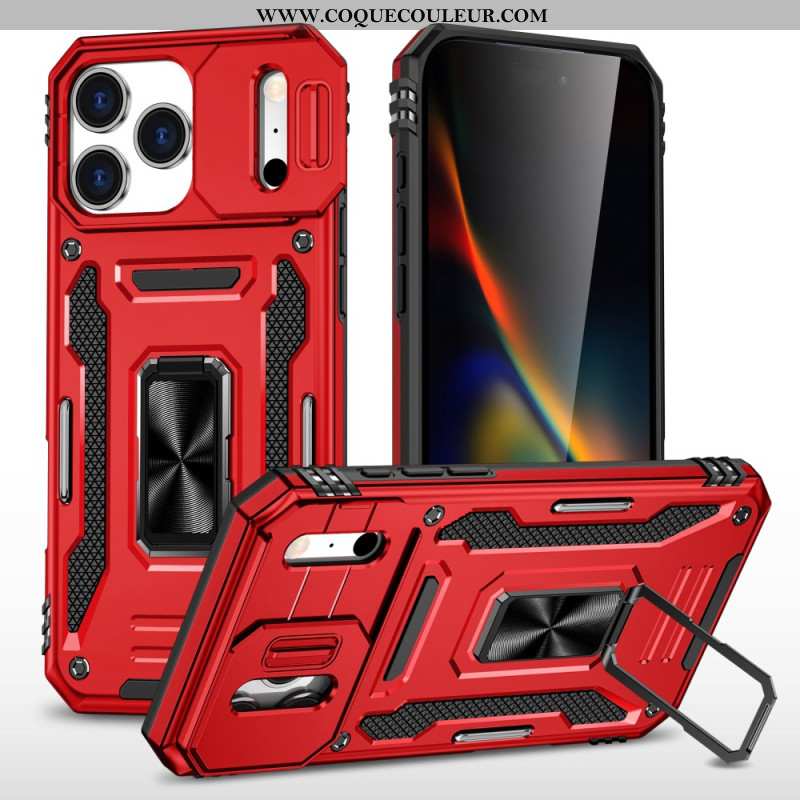 Coque iPhone 17 Pro Max Support et Protection d'Objectif Effet Métal