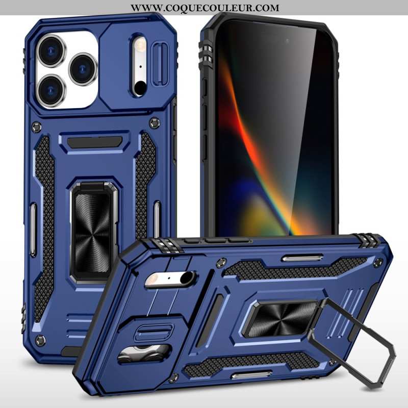 Coque iPhone 17 Pro Max Support et Protection d'Objectif Effet Métal