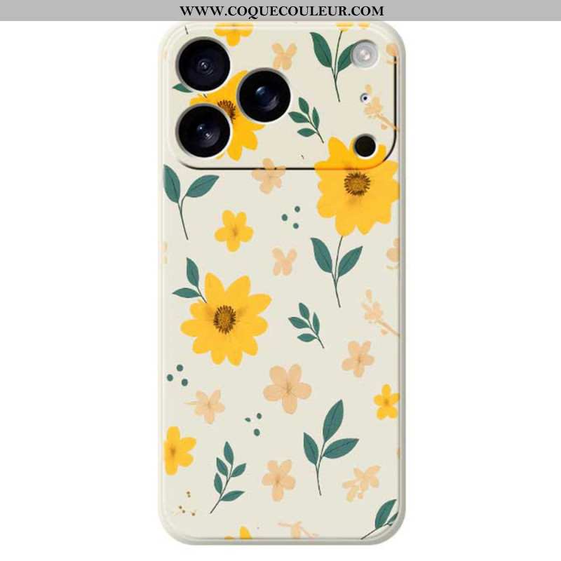 Coque iPhone 17 Pro Silicone Liquide Marguerites