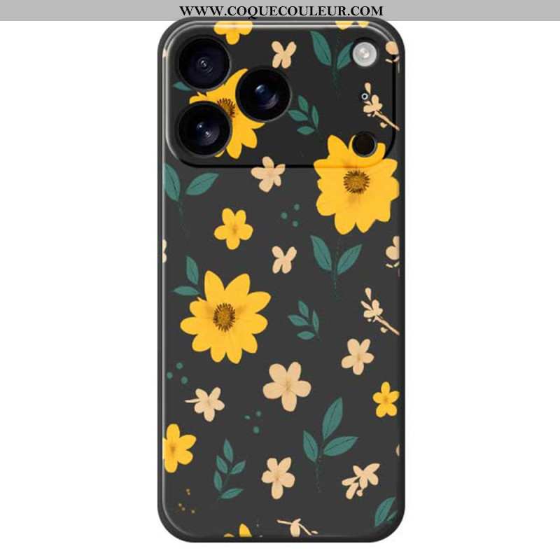 Coque iPhone 17 Pro Silicone Liquide Marguerites