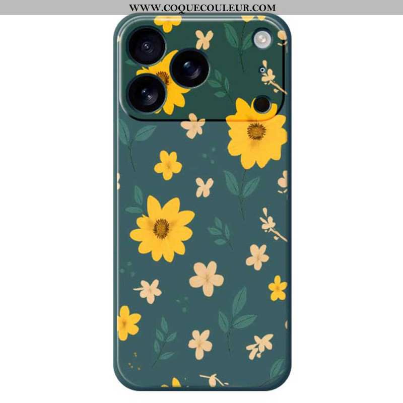 Coque iPhone 17 Pro Silicone Liquide Marguerites