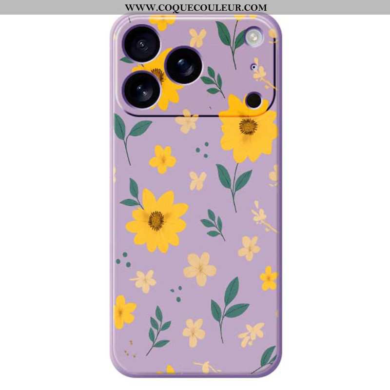 Coque iPhone 17 Pro Silicone Liquide Marguerites