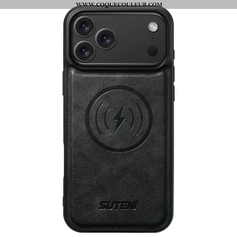 Coque iPhone 17 Pro Compatible MagSafe Effet Cuir Vintage