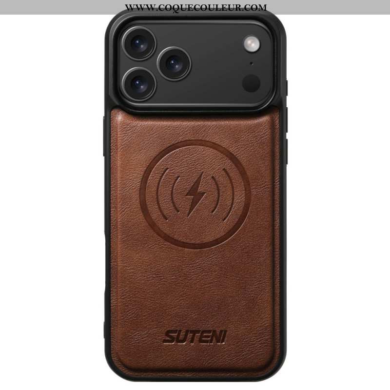 Coque iPhone 17 Pro Compatible MagSafe Effet Cuir Vintage