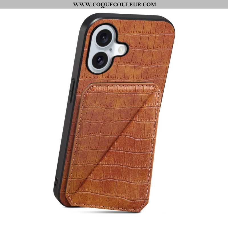 Coque iPhone 17 Porte-Cartes Effet Crocodile